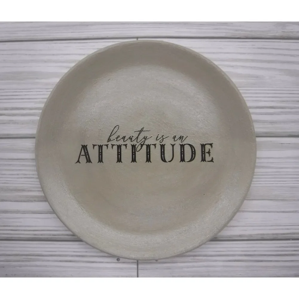 Trinket / Jewelry Dish Tan w/ Saying